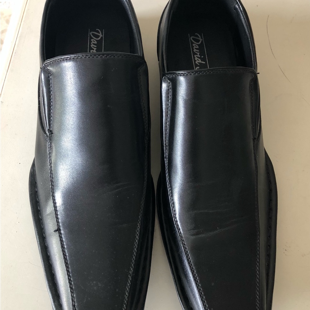 David Stone Retro Black Dress Square Toe Slip On Loafers Classy Minimalist